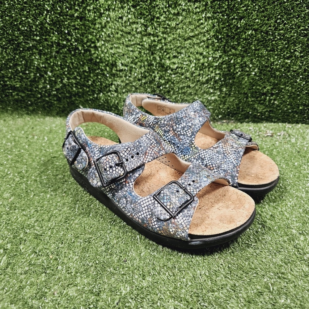 SAS Relaxed Heel Strap Metallic Leather Tripad Comfort Sandals Womens Size 7